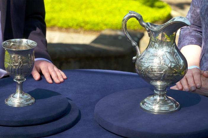 Appraisal: Coin Silver Presentation Goblet & Pitcher, ca. 1860