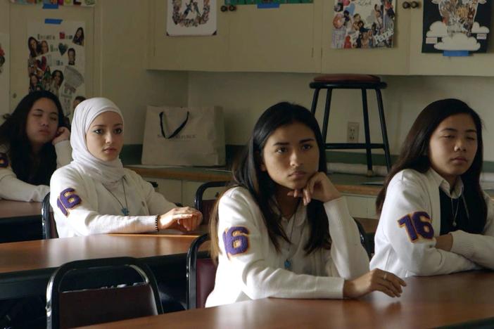 A speaker at school talks about being a Muslim American woman.