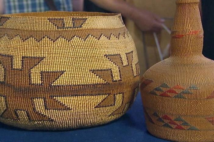 Appraisal: Tlingit Bottle & Hupa Basket, ca. 1900, from Seattle Hour 3.
