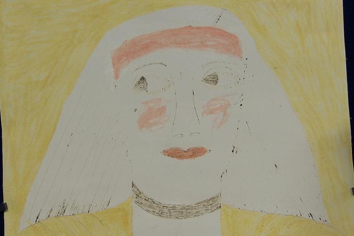 Appraisal: Lee Godie Canvas Painting, ca. 1985, in Orlando Hour 1.