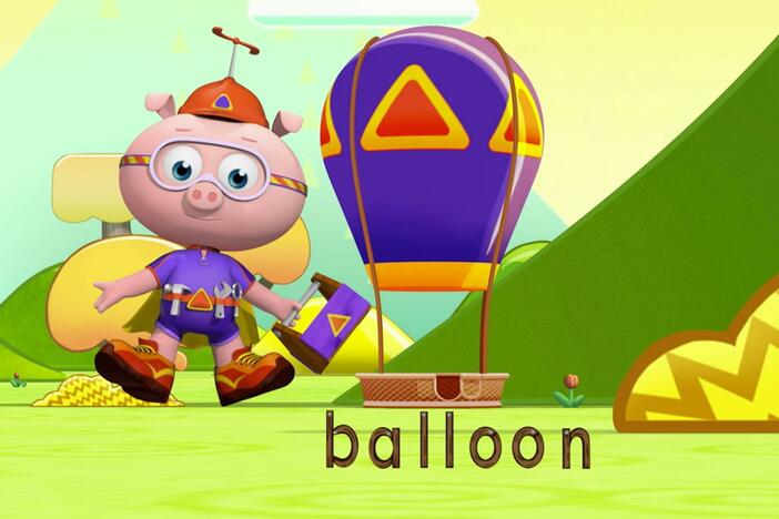 To get over the giant hill, Alpha Pig builds a hot air balloon.