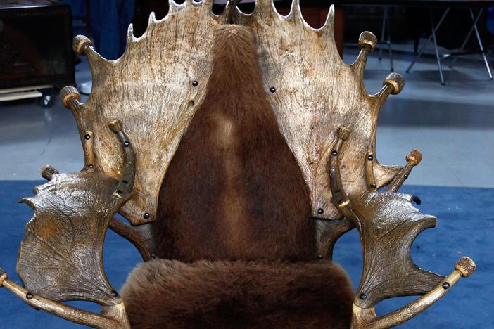 Appraisal: Moose, Elk & Buffalo Hide Chair, ca. 1920, from Seattle Hour 3.