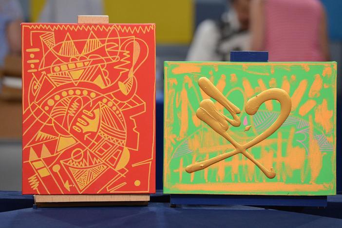 Appraisal: Abdullah Qandeel "Red" & "Love" Oils, ca. 2015, from Virginia Beach.