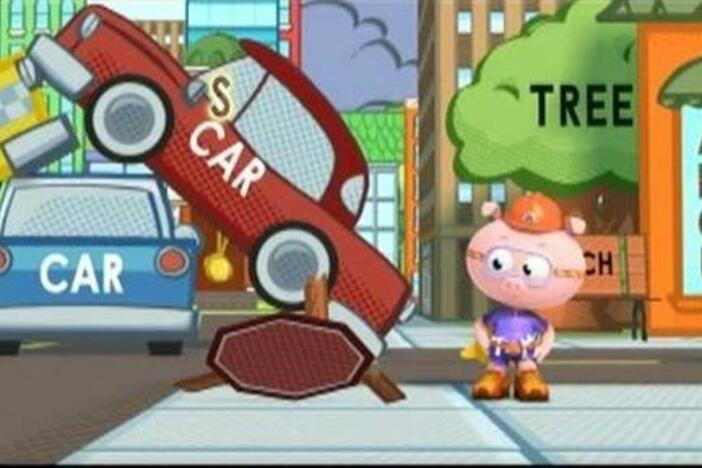 Alpha Pig Fixes a Sign in the Comic Book