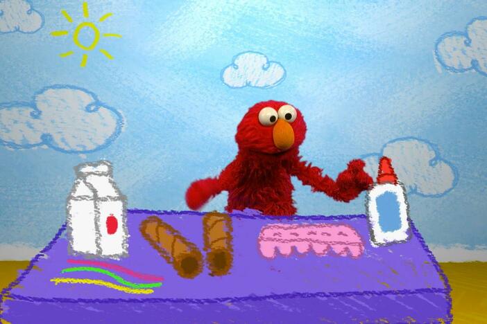 Elmo learns about the different kinds of Arts & Crafts he can make with everyday items.