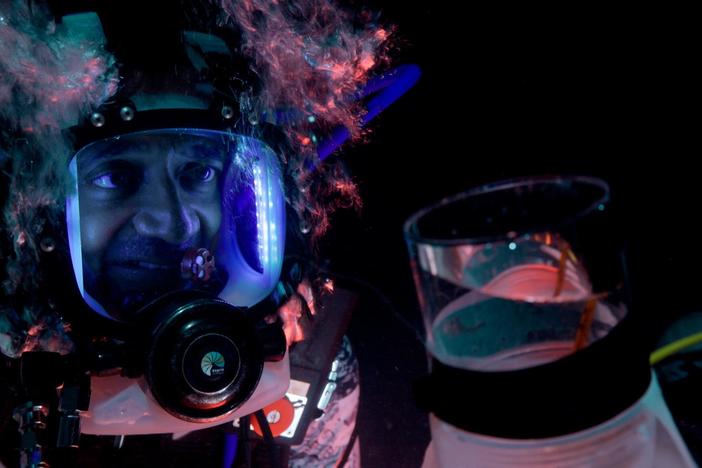M. Sanjayan witnesses the ingenious net capturing of coral spawn.