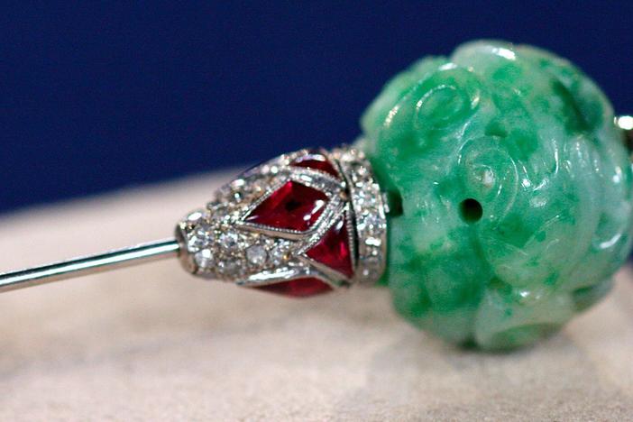 Appraisal: Jadeite, Platinum & Ruby Jabot, ca. 1915 from Washington, DC Hour 1
