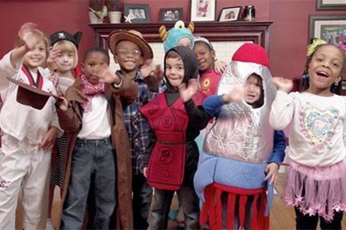 Friends dress up in all kinds of costumes at the costume party.