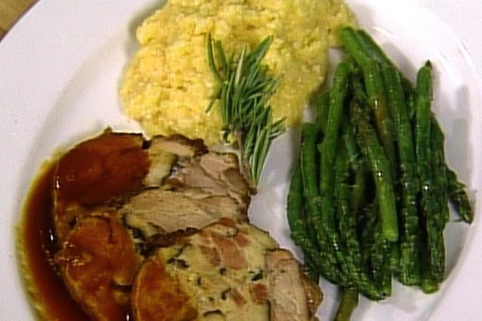 Chef Jimmy Sneed prepares a Virginia stuffed turkey leg with homemade stuffing.