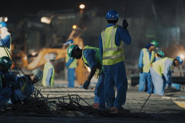 We see the typical work and working conditions in Qatar, and meet Kenneth.