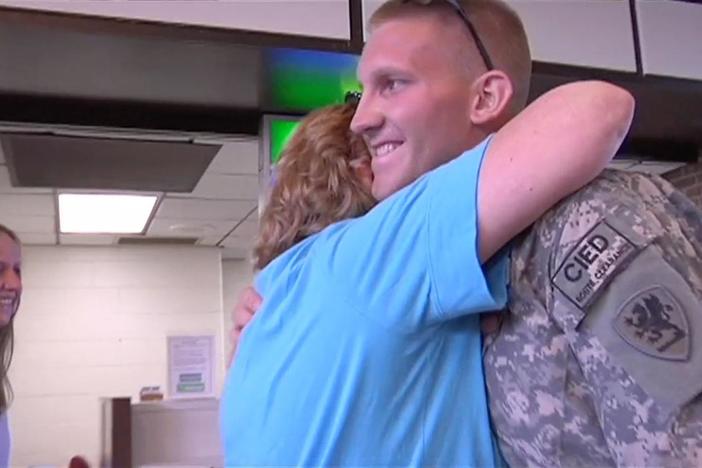 Cole returns home on leave from his deployment to Afghanistan.