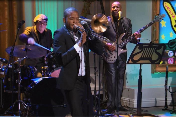 Trombone Shorty performs at "A Celebration of American Creativity" at the White House.
