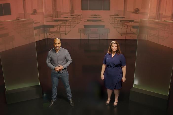 In this studio scene the hosts discuss sex education in schools.