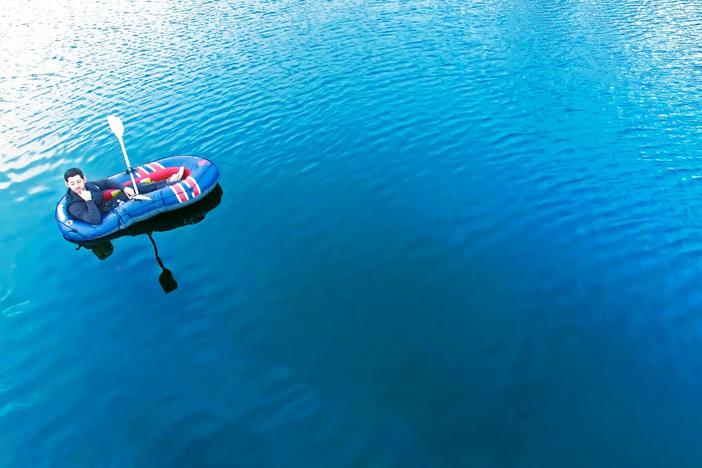 A tablespoon of olive oil is put into a lake. After 10 min, a half-acre of waves are gone.