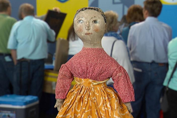 Appraisal: Oil-painted Cloth Early American Doll, ca. 1850, from Omaha Hr 3.