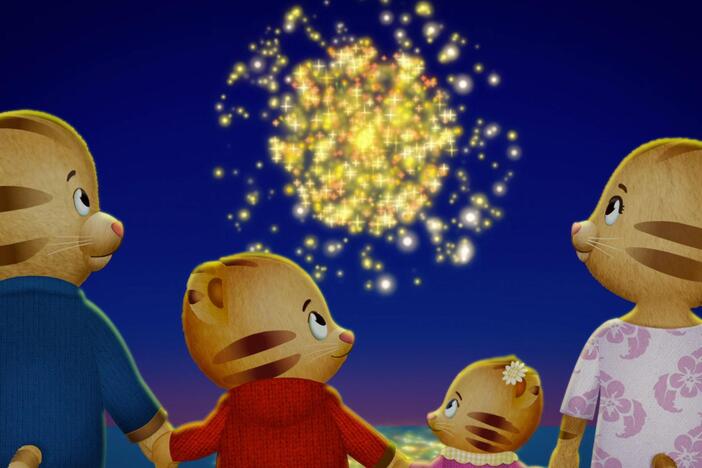 Daniel is scared of the fireworks. He holds Margaret's hand to help him not feel afraid.