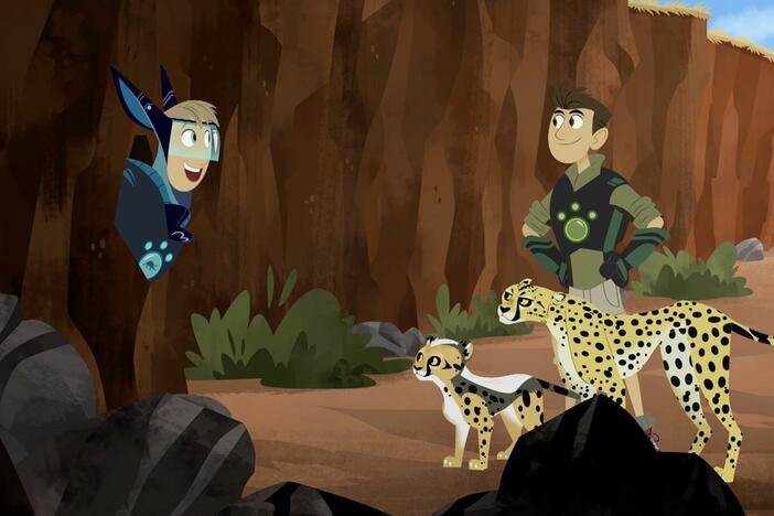 Using aardvark powers, Martin digs a hole to get out of a chasm.