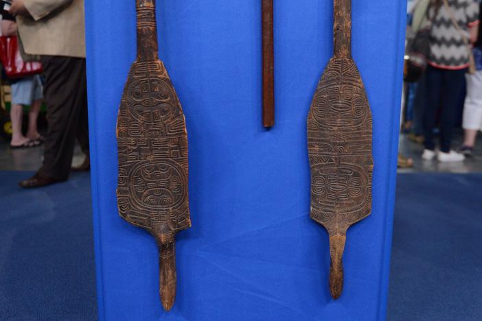 Appraisal: Marquesas Islands Paddles & Club, ca. 1890, from Cleveland Hr 2.