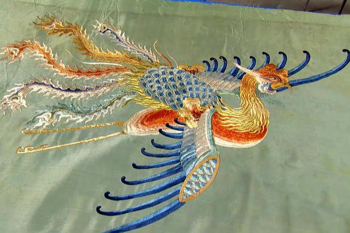 Appraisal: Chinese Embroidered Silk Textile, ca. 1850, from Austin, Hour 2.