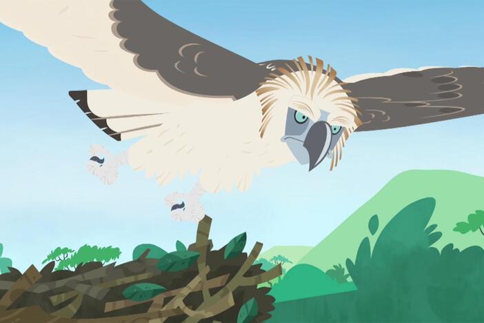 Chris and Martin must escape a monkey-eating eagle using their tarsier creature powers.