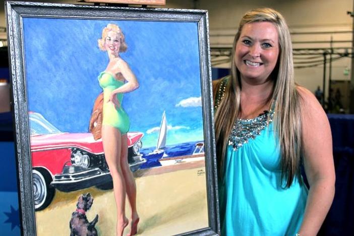 Hear more from this gleeful owner of an Earl Moran pinup painting after the appraisal!