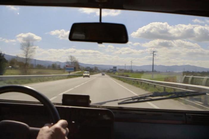 The three brothers drive in Tuscany and talk about the experience of being in the cave.