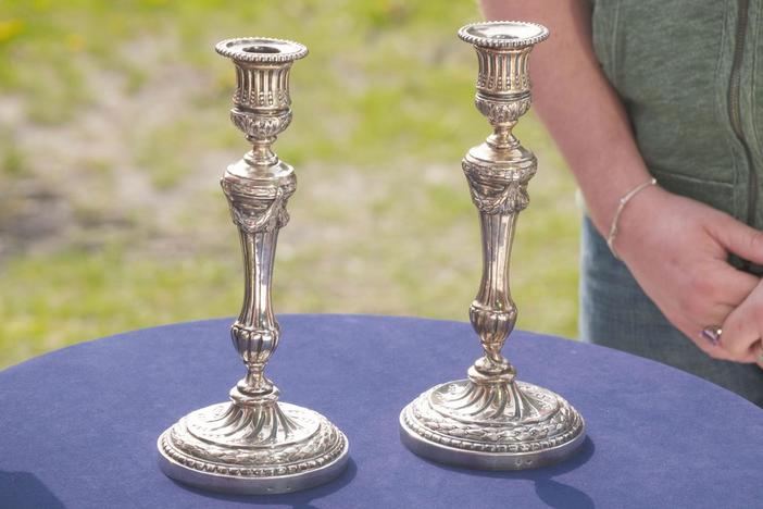 Appraisal: Jean François Veyrat Silver Candlesticks, ca. 1840