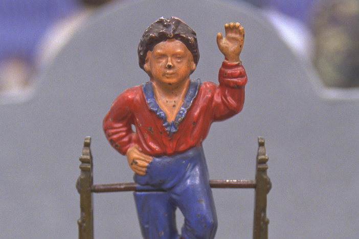 Appraisal: "Boy on Trapeze" bank, ca. 1895, from Vintage Kansas City.