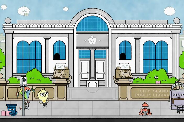 Watt and Windy go to the library for a book and learn about all the library has to offer.