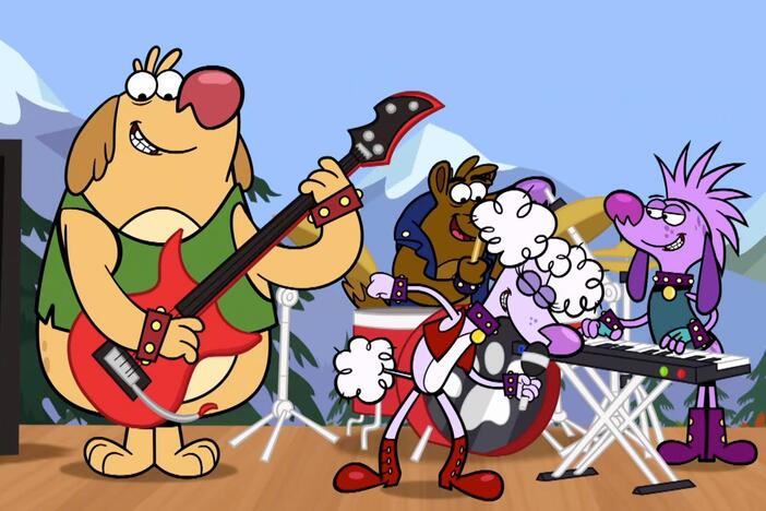 The gang's favorite band, Doggone, sings a song about staying outside all day!