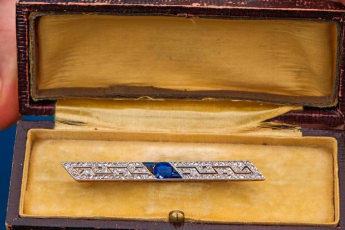 Appraisal: Art Deco Sapphire & Diamond Brooch, ca. 1915