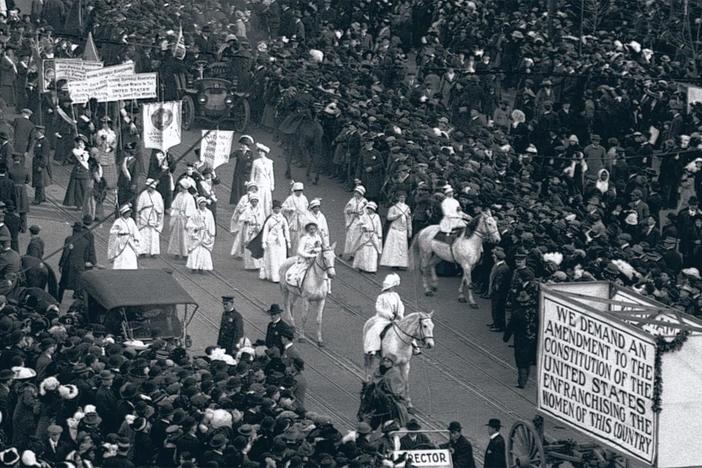 The hard-fought campaign waged by American  women for the right to vote.