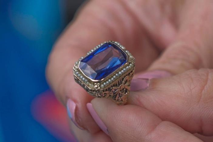 Appraisal: Pearl & Synthetic Blue Spinel Ring, ca. 1900