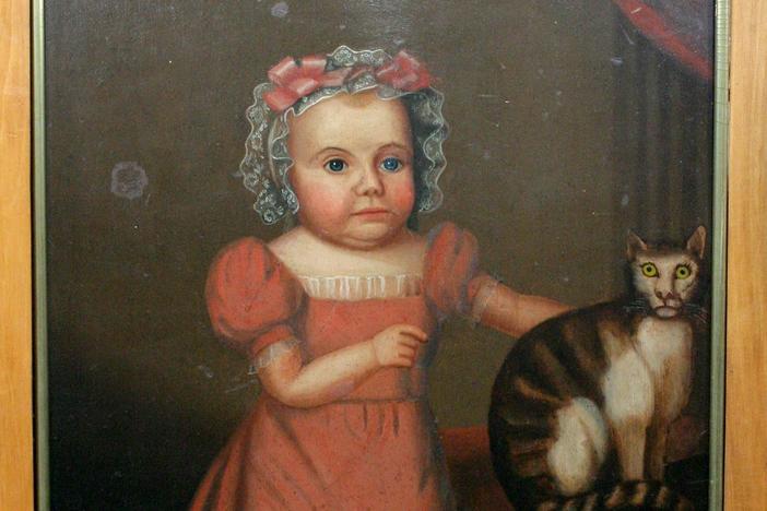Folk Art Portrait of a Girl and Her Cat, ca. 1830 from ROADSHOW's Special: Kooky & Spooky