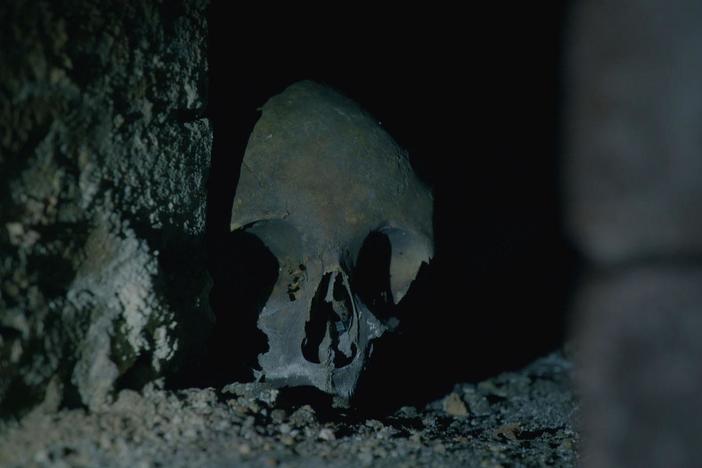 An unidentified skull beneath a country church is rumored to belong to Shakespeare.