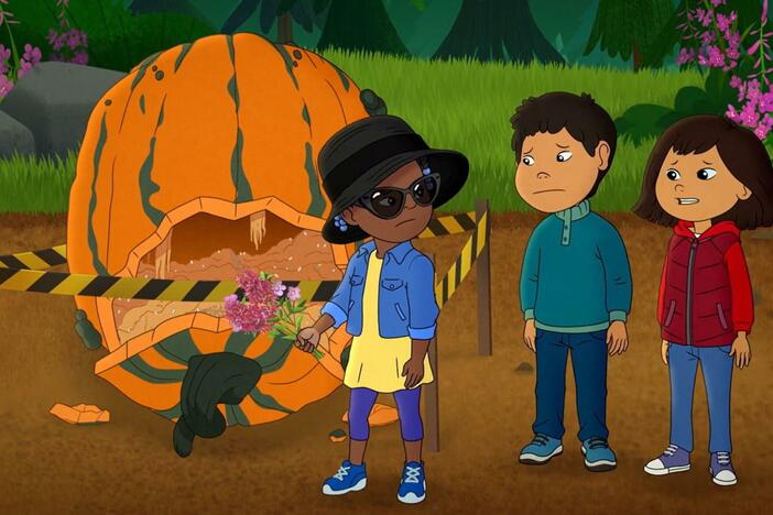 After Trini's giant pumpkin splats on the ground, Molly and Tooey try to cheer her up.