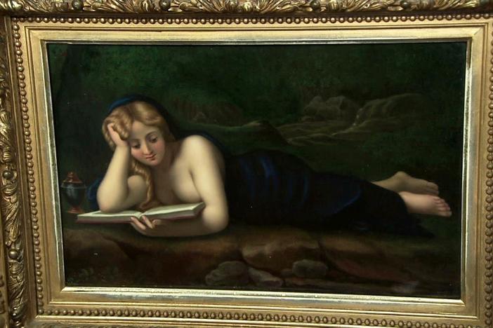 1887 KPM Plaque of Caravaggio's "Penitent Magdalene" from "Junk in the Trunk."