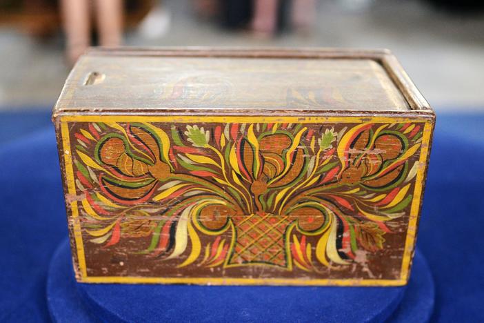 Appraisal: Painted Pennsylvania Folk Art Candle Box, ca. 1840, from Charleston, SC Hr 1.