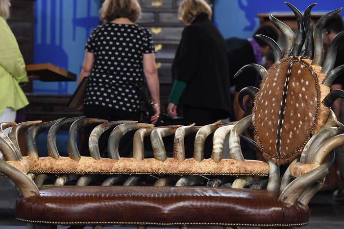 Appraisal: Cow Horn Settee, ca. 1990, from Kooky & Spooky.