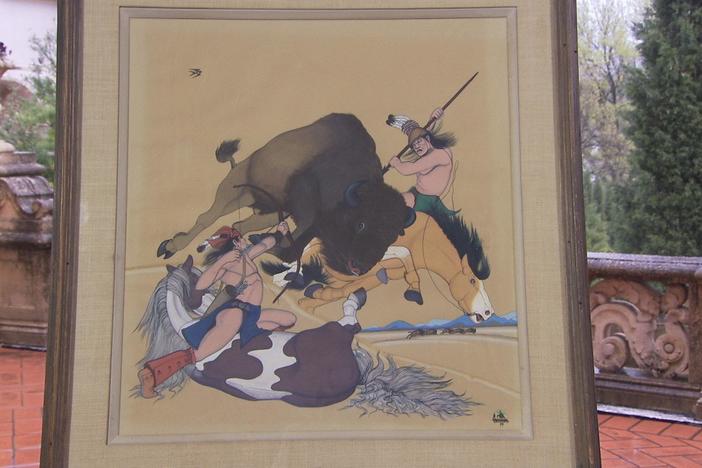 Appraisal: 1944 Quincy Tahoma "Buffalo Charge" Gouache