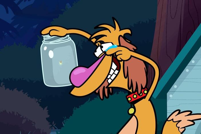 Hal catches a firefly so the gang can look closely at it and watch it glow. 