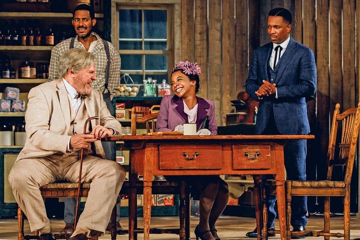 Purlie (Leslie Odom, Jr.) prepares Lutiebelle by quizzing her about her "past."