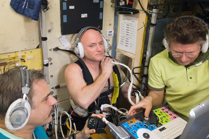 Scott and Mark Kelly undergo studies to understand the effect of spaceflight on the body.