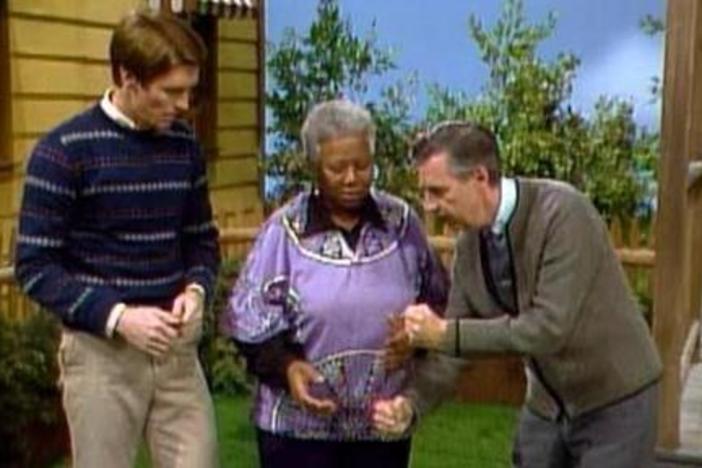 Ella Jenkins teaches Fred a clapping game.