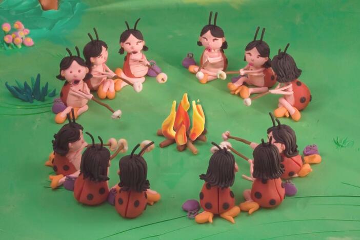 12 ladybugs have a picnic.