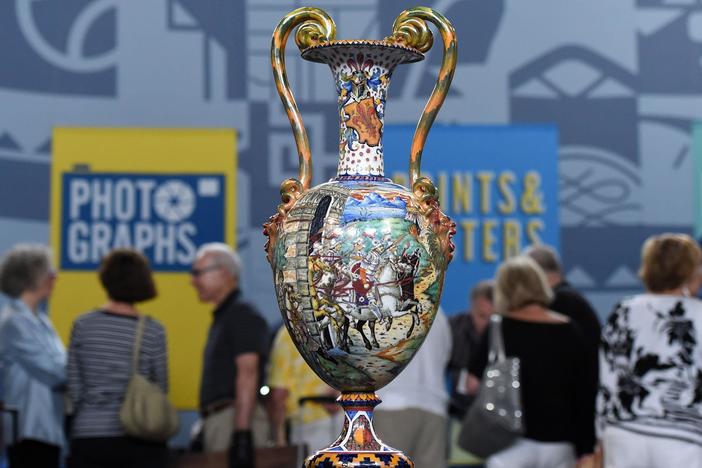 Appraisal: Cantagalli Italian Istoriato Majolica Vase, ca. 1880, from Cleveland Hr 2.