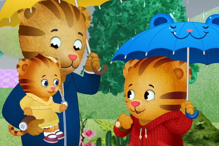 The Tiger Family goes on a walk in the rain and sings a special rain song together.