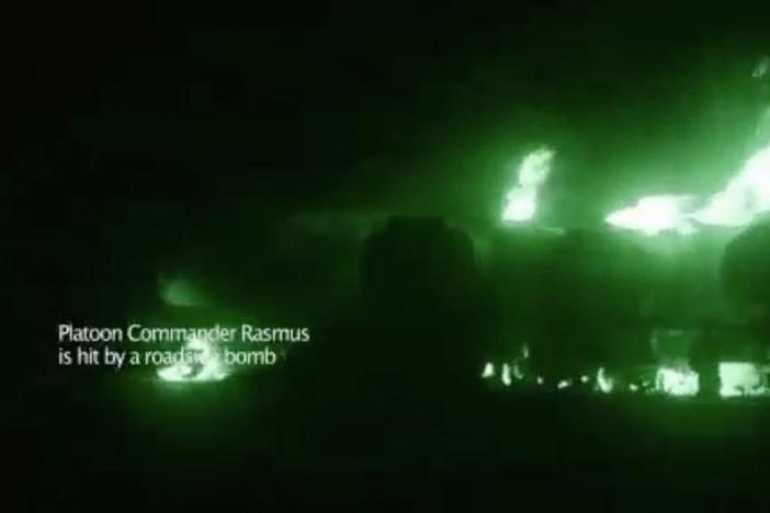 The platoon commander is hit by an IED.
