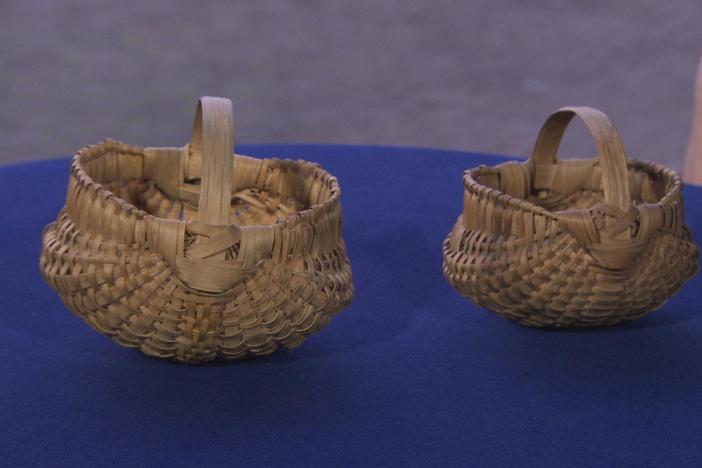 Appraisal: Miniature Dyed-oak Melon Baskets, ca. 1920
