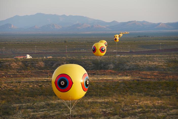 An art installation representing a metaphorical "stitching" of the U.S.-Mexico border.